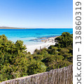 La Pelosa Beach with Turquoise Water and Mediterranean Vegetation on a Sunny Day in Sardinia 138860319