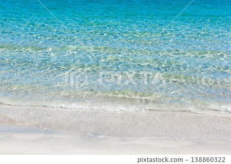 Details of small waves by the shore in a white sand beach with turquoise water Details of small waves by the shore in a white sand beach with turquoise water 138860322