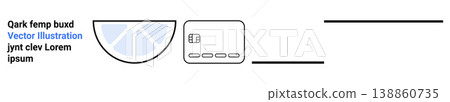 Finance, payment systems, digital economy, clean design, branding, conceptual graphics. Semi-circle, credit card icon and scattered text alignments. Finance and payment systems visual Finance, payment systems, digital economy, clean design, branding, conceptual graphics. Semi-circle, credit card icon and scattered text alignments. Finance and payment systems visual 138860735