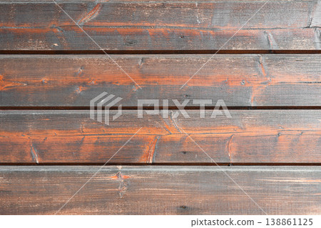 Close up of wall made of wooden planks. Wooden planks texture background 138861125