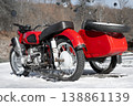 Vintage Red Motorcycle With Sidecar . 138861139