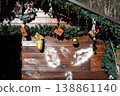 Wooden house decorated for Christmas .  Festive and warm home vibe 138861140