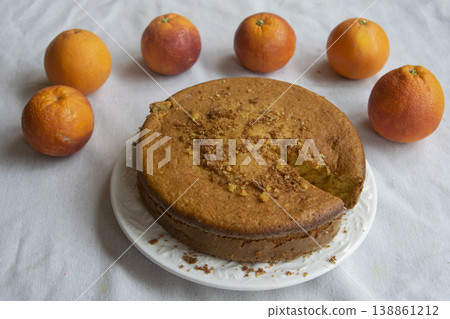 Orange cake with fresh citrus fruits 138861212