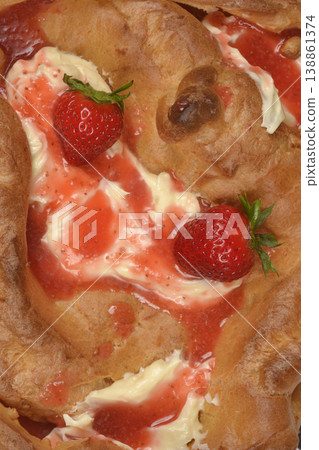 Karpatka Cake with Fresh Strawberries Karpatka Cake with Fresh Strawberries 138861374