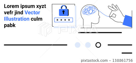Cybersecurity, data privacy, information security, mental processes, password protection, abstract technology. A brain and a lock with a password field. Cybersecurity and data privacy Cybersecurity, data privacy, information security, mental processes, password protection, abstract technology. A brain and a lock with a password field. Cybersecurity and data privacy 138861756
