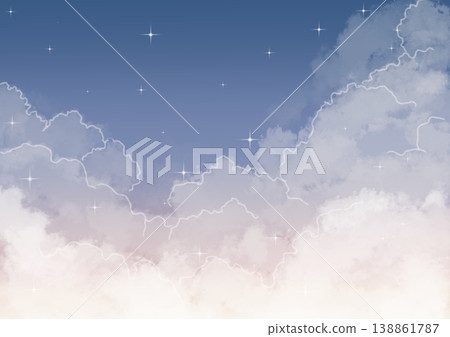 A fairytale-like starry sky and clouds at various times of day. A fairytale-like starry sky and clouds at various times of day. 138861787