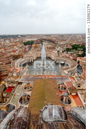 View from the top of St. Peter's Basilica showing Vatican City and its surroundings View from the top of St. Peter's Basilica showing Vatican City and its surroundings 138862274