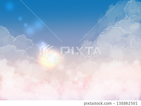 A fairytale-like background of sky and clouds at various times of day. A fairytale-like background of sky and clouds at various times of day. 138862501