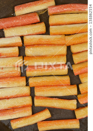 Surimi Crab Sticks in a Pan Surimi Crab Sticks in a Pan 138862554