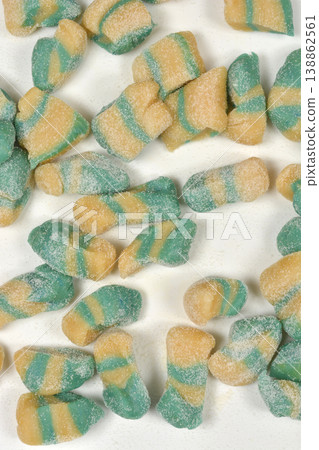 Handmade Striped Pasta on White Background 138862561