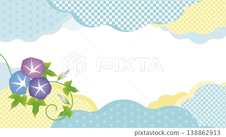 Early summer Japanese-style frame/banner material (clouds, morning glories, light blue) Early summer Japanese-style frame/banner material (clouds, morning glories, light blue) 138862913