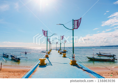 The beautiful aerial view of the morning on the beach with blue sea water in Kaur, Bengkulu, Indonesia 138863036