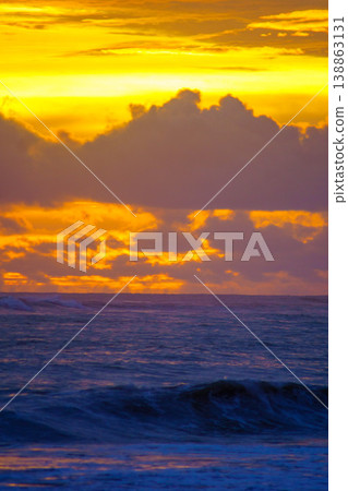The beautiful aerial view of the morning on the beach with blue sea water in Kaur, Bengkulu, Indonesia The beautiful aerial view of the morning on the beach with blue sea water in Kaur, Bengkulu, Indonesia 138863131