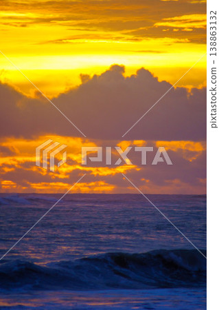 The beautiful aerial view of the morning on the beach with blue sea water in Kaur, Bengkulu, Indonesia The beautiful aerial view of the morning on the beach with blue sea water in Kaur, Bengkulu, Indonesia 138863132