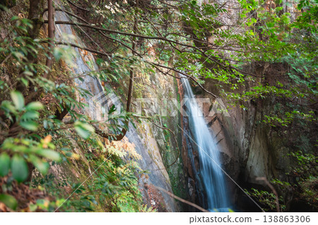 [Japan's Top 100 Waterfalls] Goryu Falls in Jakuchi Gorge in Late Autumn - Ryuzu Falls 2 - Iwakuni City, Yamaguchi Prefecture 138863306