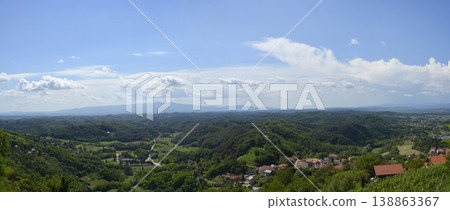 Panoramic view of the rolling green hills and landscape of Klanjec Panoramic view of the rolling green hills and landscape of Klanjec 138863367