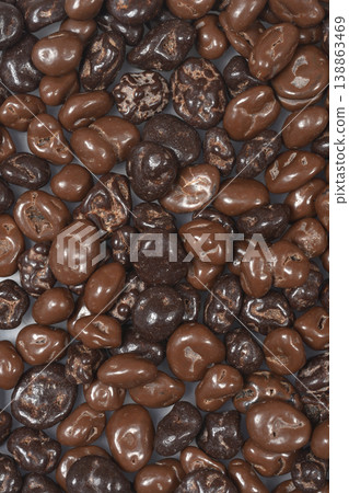 Chocolate Covered Raisins Background Chocolate Covered Raisins Background 138863469