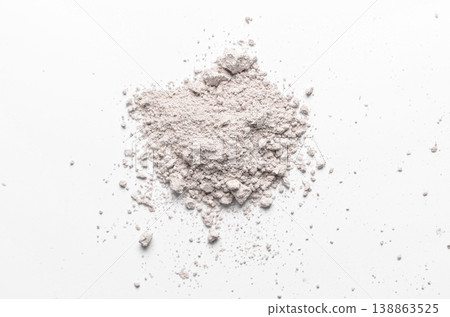 The texture of white cosmetic clay. The concept of cosmetic procedures or mud treatment. The texture of white cosmetic clay. The concept of cosmetic procedures or mud treatment. 138863525