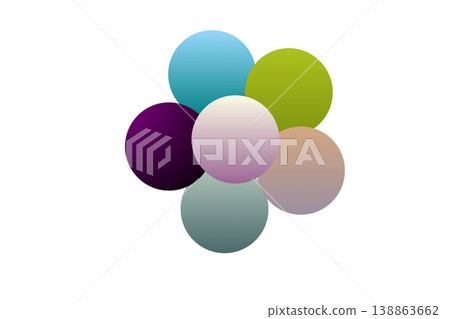 Abstract 3D Colorful Gradient Spheres Flower Shape Abstract 3D Colorful Gradient Spheres Flower Shape 138863662