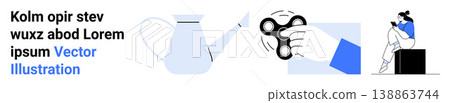 Daily routines, leisure, minimalism, focus, productivity, relaxation. A watering can, hand holding a spinner woman using a smartphone. Focus and daily routines concept Daily routines, leisure, minimalism, focus, productivity, relaxation. A watering can, hand holding a spinner woman using a smartphone. Focus and daily routines concept 138863744