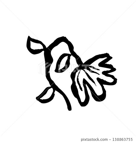 Isolated hand drawn abstract flower illustration with expressive brush strokes and rough textured edge. Modern artistic floral element on a white background Isolated hand drawn abstract flower illustration with expressive brush strokes and rough textured edge. Modern artistic floral element on a white background 138863755
