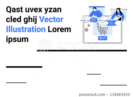 Online shopping, e-commerce, cashback promotion, digital marketing, retail discounts, consumer behavior. A screen displays a shopping cart and discount icons. Online shopping and e-commerce concepts Online shopping, e-commerce, cashback promotion, digital marketing, retail discounts, consumer behavior. A screen displays a shopping cart and discount icons. Online shopping and e-commerce concepts 138863850