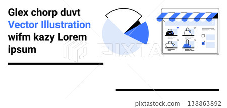 Digital marketing, business analysis, e-commerce, online sales, data visualization, market research. Pie chart and e-commerce platform ion. Business analysis and e-commerce concept Digital marketing, business analysis, e-commerce, online sales, data visualization, market research. Pie chart and e-commerce platform ion. Business analysis and e-commerce concept 138863892