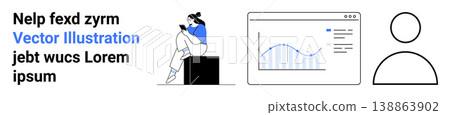 Business analytics, user interface design, digital marketing, data visualization, user engagement, online communication. Person interacting with a phone and chart display. Business analytics and user Business analytics, user interface design, digital marketing, data visualization, user engagement, online communication. Person interacting with a phone and chart display. Business analytics and user 138863902