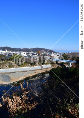 Hachigata Castle 021 Arakawa, from the site of the main keep 138863980
