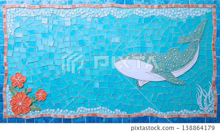 A tropical ocean background adorned with glass mosaic. A tropical ocean background adorned with glass mosaic. 138864179