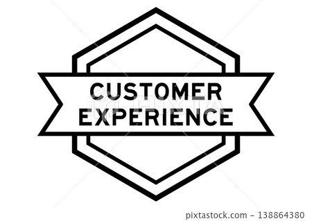Vintage black color round label banner with word customer experience on white background 138864380