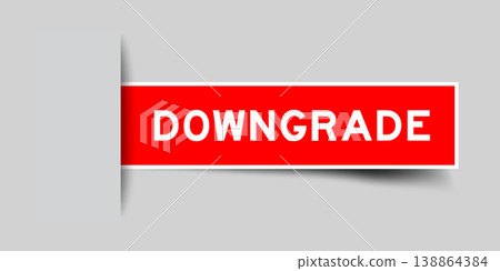 Red color square shape sticker label with word downgrade inserted in gray background Red color square shape sticker label with word downgrade inserted in gray background 138864384