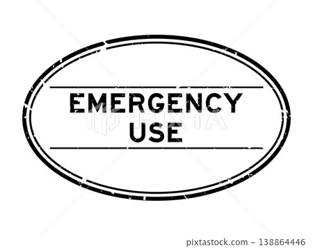 Grunge black emergency use word oval rubber seal stamp on white background 138864446