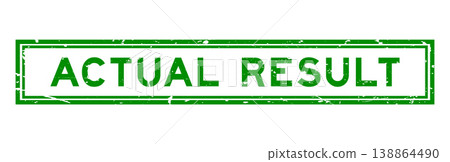 Grunge green actual result word square rubber seal stamp on white bacckground Grunge green actual result word square rubber seal stamp on white bacckground 138864490