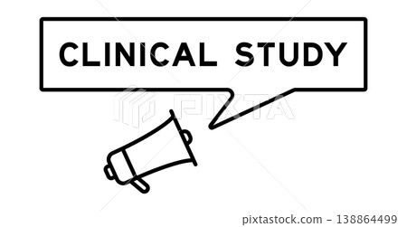 Megaphone icon with speech bubble in word clinical study on white background Megaphone icon with speech bubble in word clinical study on white background 138864499