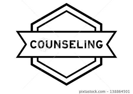 Vintage black color round label banner with word counseling aon white background 138864501