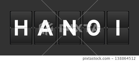 Black color analog flip board with word hanoi on gray background Black color analog flip board with word hanoi on gray background 138864512