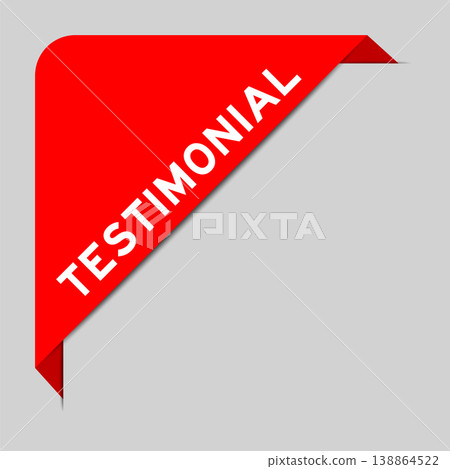 Red color of corner label banner with word testimony on gray background Red color of corner label banner with word testimony on gray background 138864522