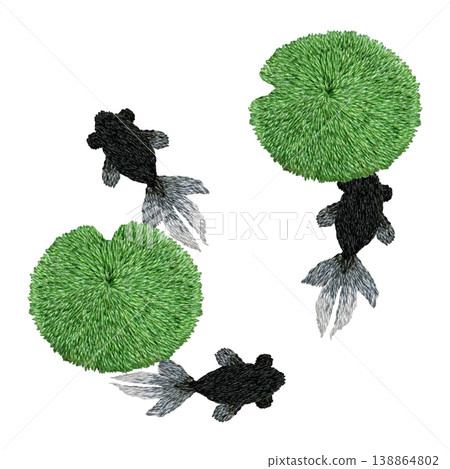 【金魚圖案】手工刺繡插圖材料 138864802