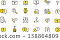Line art icons related to questions, doubts, and thoughts (in color) 138864809