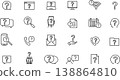Line art icons related to questions, doubts, and thoughts. 138864810