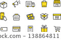 Editable line art icon set for shopping and online shopping (color) 138864811