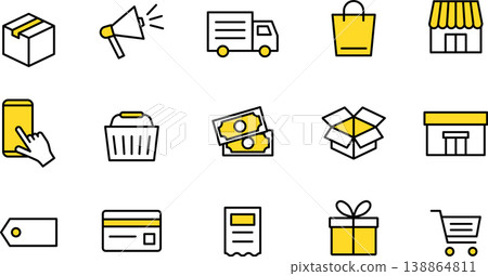 Editable line art icon set for shopping and online shopping (color) Editable line art icon set for shopping and online shopping (color) 138864811