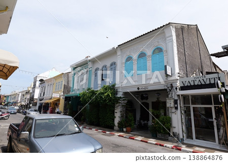 Local People Walking in Phuket Old Town with Colorful Architecture 138864876