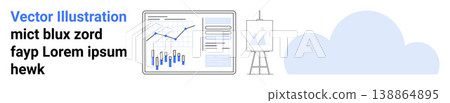 Data analysis, business growth, cloud computing, financial reports, analytics, presentation tools. A screen with graphs, a canvas with charts and a cloud icon. Data analysis and business growth Data analysis, business growth, cloud computing, financial reports, analytics, presentation tools. A screen with graphs, a canvas with charts and a cloud icon. Data analysis and business growth 138864895