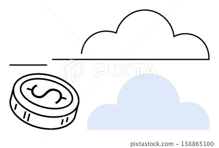 Cloud storage, digital transactions, fintech, finance management, savings, online services. Minimal coin and cloud icons. Cloud storage and digital transactions concept Cloud storage, digital transactions, fintech, finance management, savings, online services. Minimal coin and cloud icons. Cloud storage and digital transactions concept 138865100