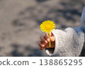 孩子的手伸出一朵蒲公英：春天來了，純潔的心也隨之而來。 138865295
