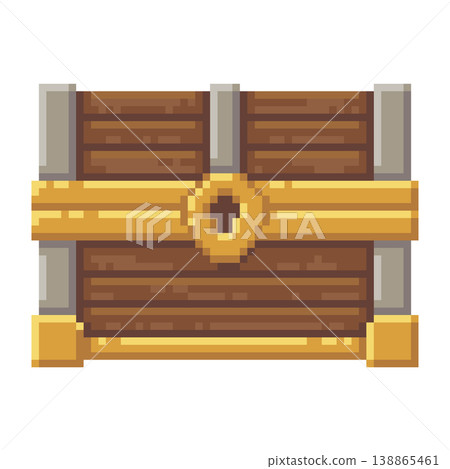 Pixel closed treasure chest game icon Pixel closed treasure chest game icon 138865461