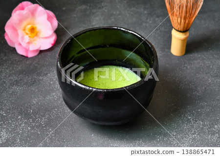 Japanese Tea Ceremony: With a tea whisk and camellia (Japanese style image) 138865471