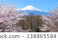 Mount Fuji as seen from Arakurayama Sengen Shrine amidst cherry blossoms. 138865584
